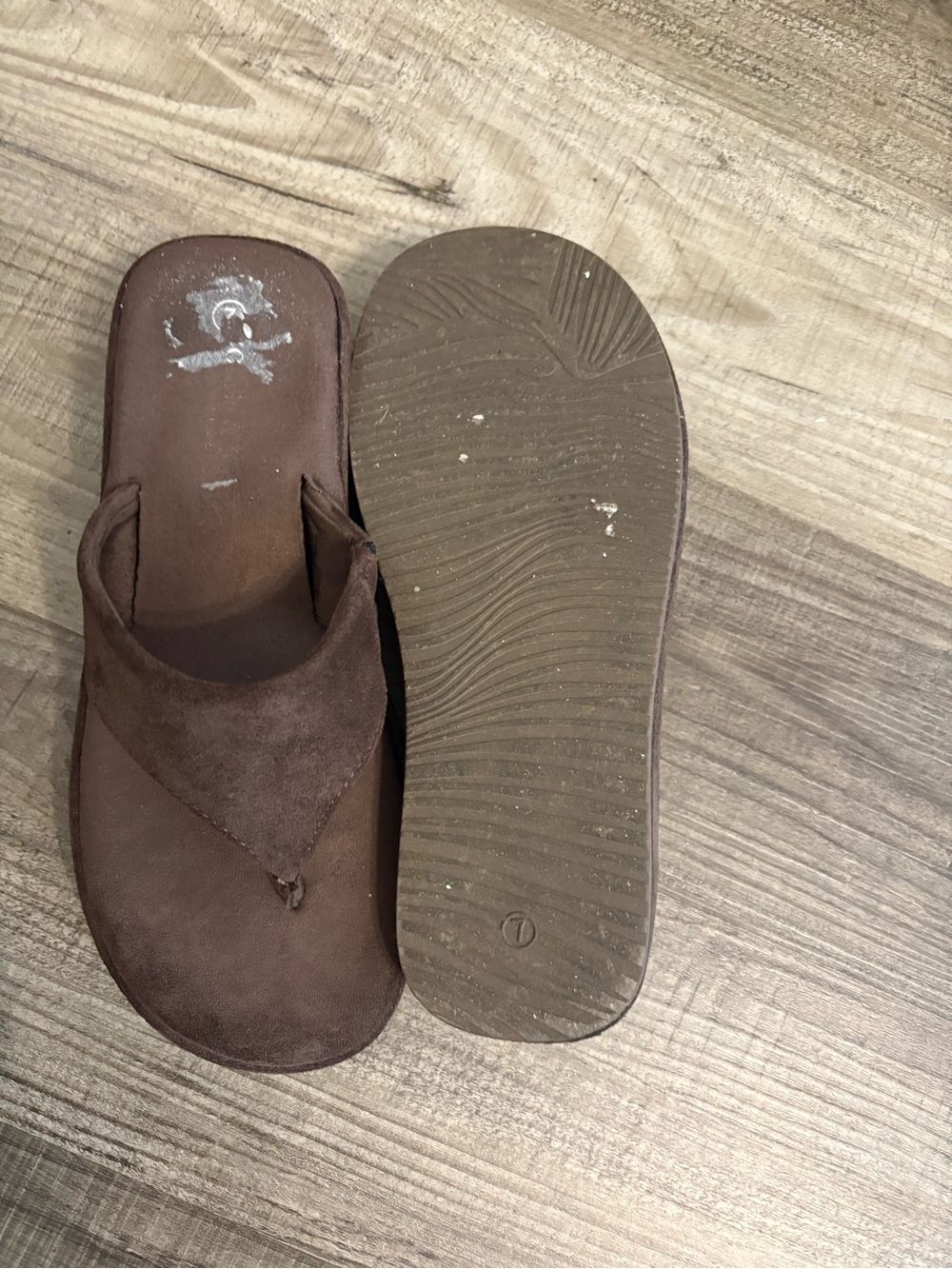 Brown suede platform sandals